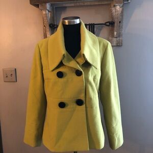 Focus 2000 Lime Green Double-Breasted Pea Coat